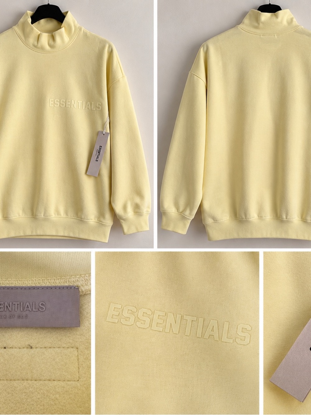 Essentials Men's Pale Yellow Turtleneck Sweatshirt
